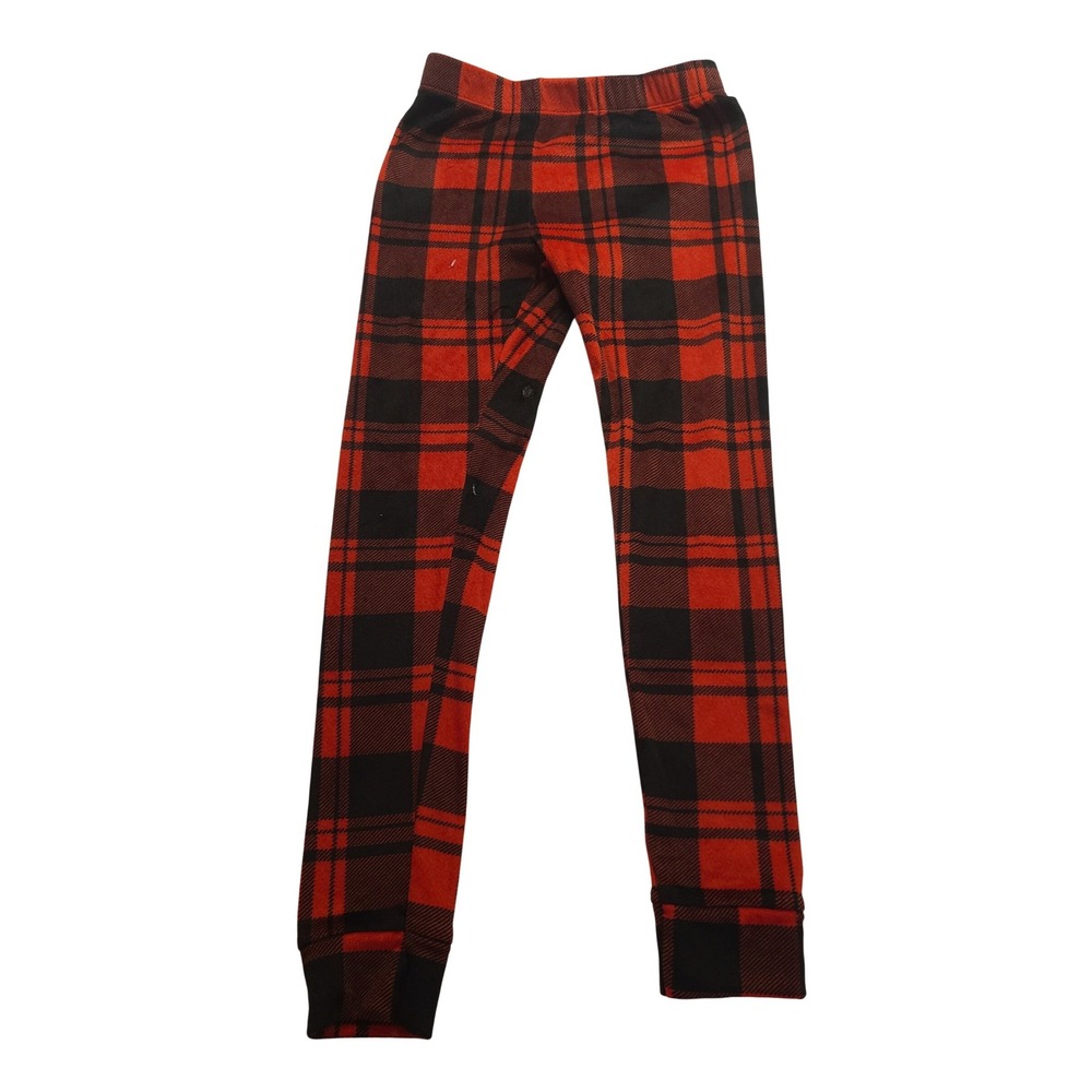 Cat & Jack Kids Red Black Buffalo Plaid Pajama Pants Fleece Joggers Size 10